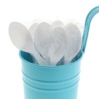 AmerCare Medium-Heavy Weight White Polystyrene Teaspoons, Individually Wrapped, Case of 1000