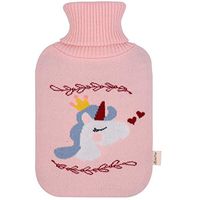 HomeTop Large 2 Liter Soft Cute Unicorn Hot Water Bottle Knit Cover - ONLY Cover (2 L) (Pink)