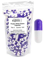 Capsules Express- Size 0 Purple and White Empty Gelatin Capsules 1000 Count - Kosher and Halal Certified - Gluten-Free Pure Bovine Gelatin Pill Capsule - DIY Powder Filling