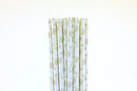 White with Grey Snowflakes Paper Straws (75)