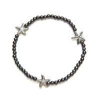 Black Starfish Magnetic Stretch Anklet (9.5")