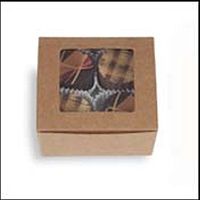 25 Kraft 4 pc Ballotin With Window - 2-5/8 x 2-1/2 x 1-1/4