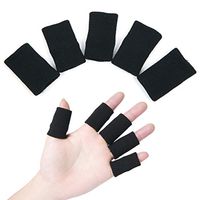 SUPVOX 10 Pieces Finger Sleeves Protector Finger Protection Cots for Arthritis Basketball Mallet Finger Trigger Black