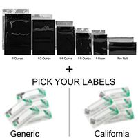 100 Black & Clear Smell Proof Barrier Bags w/Identification Labels – 4 MIL – Heat Seal/Zipper – Child Resistant (California Labels, 1/8 Ounce - 3.62" x 5" x 1.5")