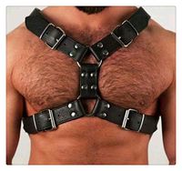 Carinloing Mans Thick Armor Genuine Leather Full Chest Harness Body Chest Harness with Metal Rings Adult Back