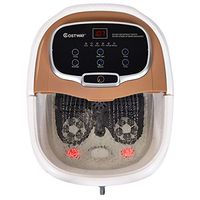 COSTWAY Foot Spa/Bath Massager, with Motorized Rollers, Shiatsu Massage, Shower, Heat, Red Light, Temperature Control, Timer, LED Display, Drainage Pipe for Foot Stress Relief (Coffee)
