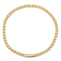 HiTreasure Mens Women Gold Titanium Steel CZ Zircon Magnetic Therapy Chain Necklace for Neck Arthritis Headaches