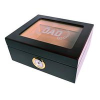 No. 1 Dad, Premium Quality Capri Desktop Cigar Humidor, Tempered Glasstop, Cedar Divider, Brass Ring Glass Hygrometer, Holds 25 to 50 Cigars
