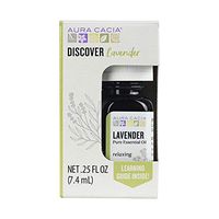 Aura Cacia Discover 100% Pure Lavender Essential Oil | GC/MS Tested for Purity | 7.4 ml (0.25 fl. oz.) in Box with Uses Insert | Lavandula angustifolia