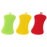 3 Pack Microfiber Kitchen Silicone Dish Sponge,Dish Cleaning Brush for Pans Pots,Bowl,Fruit Vegetables