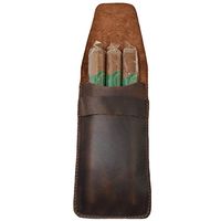 Rustic Leather Cigar Case Holder for Three 50 Ring Cigars Handmade by Hide & Drink :: Bourbon Brown