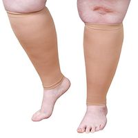 Unisex Adult Extra Wide Moderate Compression Calf Sleeves, Petite Height (Under 5'6") - Beige