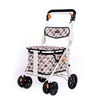 NACHENW 4-Wheel Walker Walker Bag Shopping Basket Trolley Adjustable Height 4 Round Folding Walking Frame