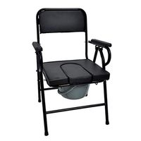 Zhong 3-in-1 Stainless Steel Bedside lamp Antibacterial Protection Commode Chair - Black Color