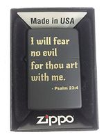 Zippo Custom Lighter - I Will Fear No Evil Bible Verse Psalm 23:4 - Black Matte