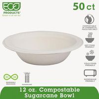 ECOPRODUCTS EPBL12PK Compostable Sugarcane Dinnerware, 12oz Bowl, Natural White, 50/Pack