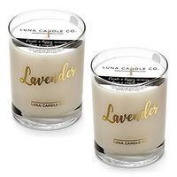 LUNA CANDLE CO. Highly Scented Lavender Jar Candle with Hints of Geranium, Luxurious Soy Wax 11oz. Glass, Long Burning Up to 110 Hours of Burn Time, Low Smoke, Aromatherapy, Spa (2 Pack)