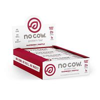 No Cow Protein Bar, Raspberry Truffle, 21g Plant Based Protein, Keto Friendly, Low Carb, Low Sugar, Dairy Free, Gluten Free, Vegan, High Fiber, Non-GMO, 12 Count