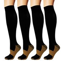 Copper Compression Socks for Men & Women 20-30 mmHg Medical Graduated Compression Stockings for Nurses Shin Splints Diabetic Sports Running Pregnancy (Black, Large/X-Large)