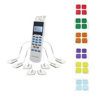 15 Modes Best Portable Smart Pain Relief Electro Therapy Device + 6 Pairs of Multicolor Colorful Pin-Inserted Square Pads | HealthmateForever YK15AB (White)