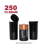 W Gallery 250 Black 13 Dram Pop Top - Airtight Smell Proof Vials - Plastic Medical Grade Prescription Bottles for Pills Herbs Flowers Supplements, Bulk Pack, Not Glass Jars