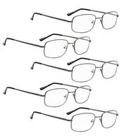 READING GLASSES 5 pack Bridge-flexable Readers Men (Gunmetal, 0.00)