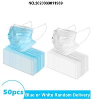 Delivery In 3-5 Days 50pcs 3-Ply Disposable Face ℳāsk with Elastic Earloop Random Color amzon647088431
