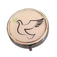 Christian Dove & Olive Branch Silver Three Section Pocket Purse Travel Pill Box Case