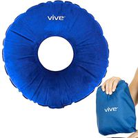 Vive Inflatable Tailbone Cushion - Hemorrhoid Pillow Donut for Pregnancy, Piles, Coccyx Pain Relief - Orthopedic Treatment Doughnut Seat - Ring Chair Pad for Prostate, Sciatica - Inflate Assist Valve
