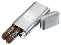 Personalized Toledo Brushed Stainless Steel 2 Finger Cigar Case with Flask