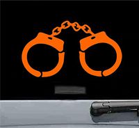 JS Artworks Handcuffs Vinyl Decal Sticker (Orange)