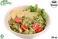 300 Count - EcoQuality 29oz Round Disposable Bowls Natural Sugarcane Bagasse Bamboo Fibers Sturdy Compostable Eco Friendly Environmental Paper Plastic Bowl Alternative Tree Free