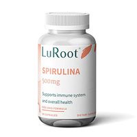 LuRoot Organic Spirulina Superfood Non-GMO-500 mg Powder Capsules, Spirulina Powder Supplement | High Protein Rich in Vitamins and Calcium - 90 Count (1 Pack) (1)