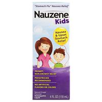 Nauzene Kids Upset Stomach & Nausea Relief Liquid - Dye-Free - Homeopathic - Natural Grape Flavor, 4 oz