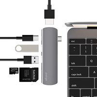 Purgo USB C Hub Adapter Dongle for MacBook 12-Inch, MacBook Air/Pro 2018, iPad Pro 2018 and More with 4K HDMI, USB-C Charging, 2 USB 3.0 and SD/Micro Card Readers.