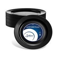 SPHERE PARTY PLATES/APPETIZER PLATES | 7 Inch Plastic Plates for Dessert Etc.| Round Black Everyday Plate, 40 Pack | Elegant & Sturdy Heavy Duty Disposable Plates for all Holidays & Occasions