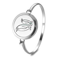 Garden Charms Penguin Design Essential Oil Diffuser Bracelet,Aromatherapy Jewelry Stainless Steel Locket Bracelets with 5 Color Pads (Bangle)