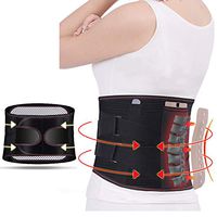 HKKSDM Orthopedic Tourmaline Self-Heating Magnetic Steel Bone Waist Widen Belt Men Women Lumbar Support Back Brace Belt with 3Pcs,Black,M