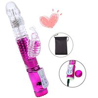 R-Vibra USB Rechargeable Powerful 12 Vibrating Thrusting Speed Waterproof Design Food-Grade Silicone Massager with a Small Pouch, Massage Different Parts of The Body