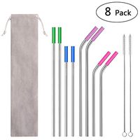 MostMoe Stainless Steel Straws,8 Reusable Metal Drinking Straws With 2 Cleaning Brushes and 1 Carry Pouch For 20 30 40 Ounce Yeti Tumblers Ozark Rtic