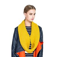 Wadonerful Scarves Women Circle Loop Scarf Ribbed Knit Winter Warm Soft Woolen Solid Fashion Wraps Neck Scarfs Yellow
