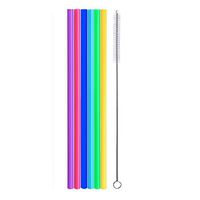 ALINK Reusable Silicone Straws, 10.5” Long Skinny Tumbler Replacement Straws for 20 oz 30 oz Yeti/Rtic/Starbucks/Tervis/Ninja/Ozark Trail/Aladdin/Mason Jar, Set of 6 with Cleaning Brush