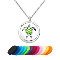Third Time Charm Animal Essential Oil Diffuser Necklace Aromatherapy Jewelry Locket, 12 Refill Pads (Turtle)