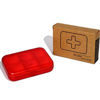 LingHan Portable Pill Box 6 Compartments Plastic Pill Organizer Vitamins Container Box for Purse and Pockets to Hold Vitamins, Fish Oil, Supplements and Medication (Red)