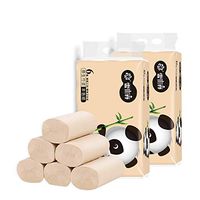 XHSP 12 Rolls Log Paper Hand Towels Toilet Paper Toilet Roll Tissue Napkin, 4-Ply Paper Towels Tissue, Bamboo Interesting Skin-Friendly Home Paper Table Kitchen Paper