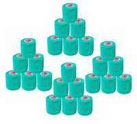 2 Inch Vet Wrap Tape Self Adhesive Medical Bandage Free Bonus Rolls (Teal) (22 Pack Plus 2 Free Rolls) Self Adherent Cohesive First Aid Sport Flex Wrist Ankle Knee Sprains and Swelling