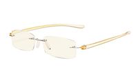 Eyekepper Computer Reading Glasses,Blue Light Filter Rimless Readers,UV Protection, Yellow Arm +0.75
