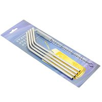 HuntGold Stainless Steel Metal Drinking Straw Straws Bent Reusable Washable With Brush Type D