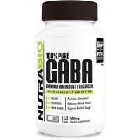NutraBio 100% Pure GABA (Gamma-Aminobutyric Acid) 500 mg - 150 Vegetable Capsules