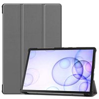 Galaxy Tab S6 10.5'' Flip Cover, TechCode Premium PU Leather Slim Book Case Lightweight Tri-Fold Stand Cover Auto Sleep Wake Smartshell for Samsung Galaxy Tab S6 10.5 inch SM-T860/T865/T867(Grey)